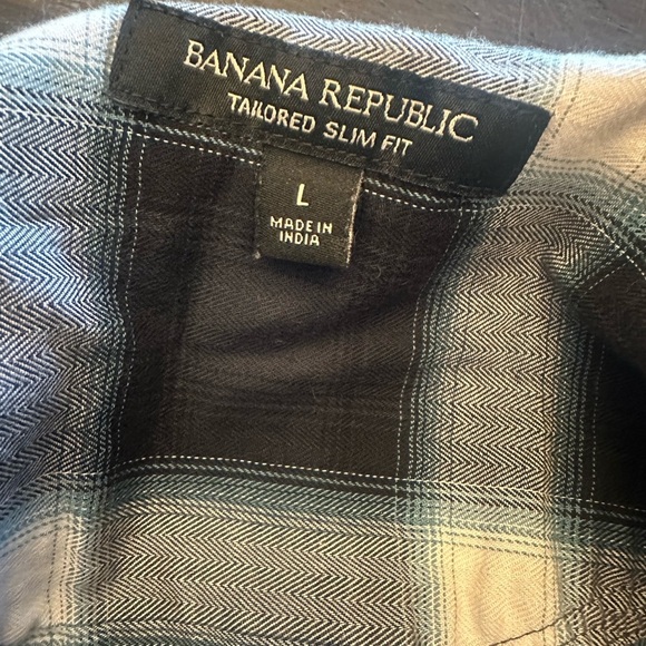 Banana Republic Navy and White Plaid Shirt - Picture 3 of 3